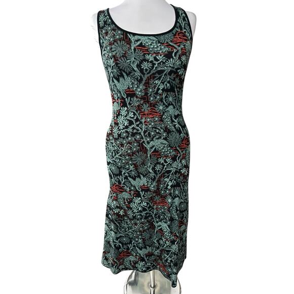 Peruvian Connection Pima Cotton Sleeveless Knit Jacquard Midi Dress Size XS - Picture 2 of 14